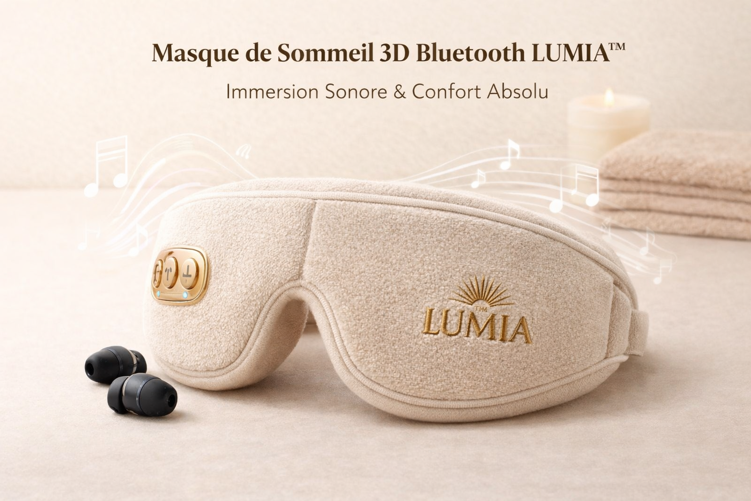 Masque de Sommeil 3D Bluetooth LUMIA™ – Immersion Sonore & Confort Absolu
