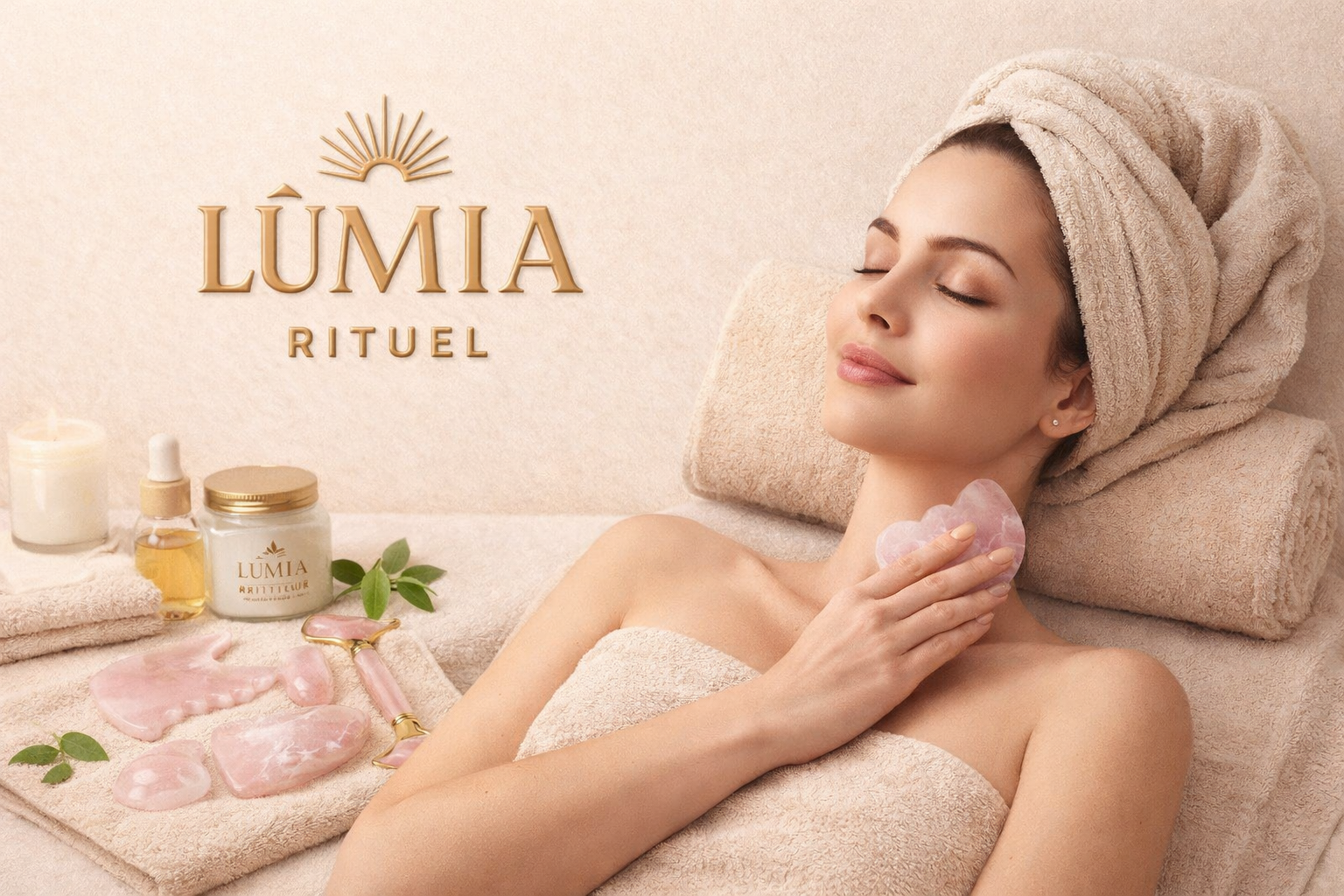 Rouleau de Jade Naturel & Gua Sha LUMIA™ – Rituel Beauté Visage, Cou & Regard