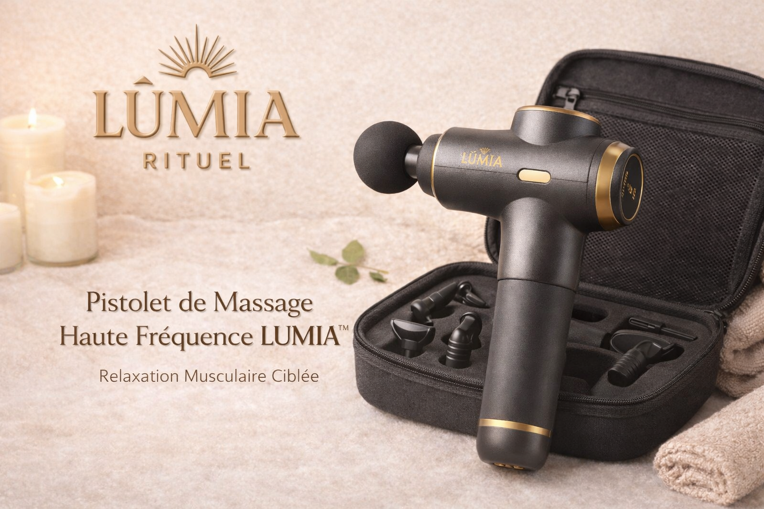 Pistolet de Massage Multifonction LUMIA™ – Relaxation Musculaire & Récupération Active