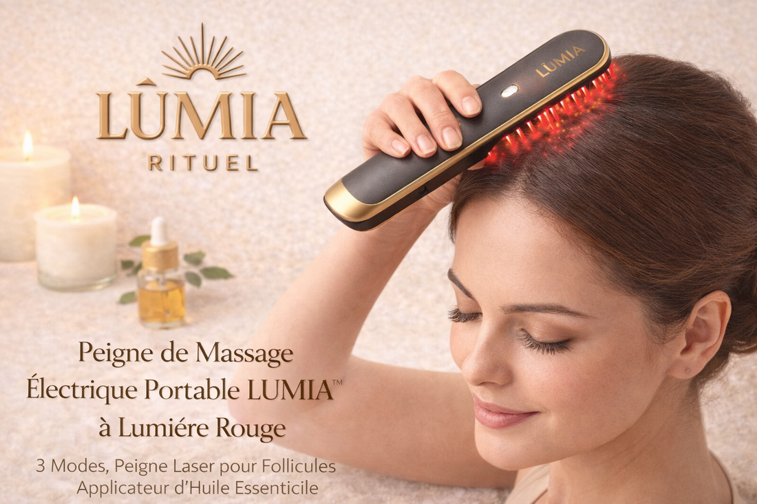 Peigne de Massage Électrique à Lumière Rouge LUMIA™ – Rituel Cuir Chevelu & Relaxation