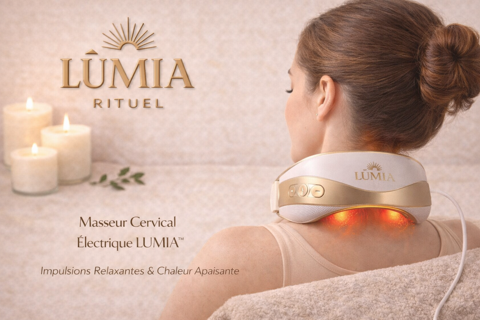 Masseur Cervical Électrique LUMIA™ – Impulsions Relaxantes & Chaleur Apaisante