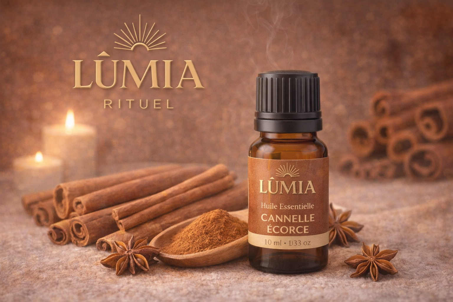 Huile Essentielle de Cannelle Écorce LUMIA™ – 100% Pure, Épices Chaudes & Rituels Sensoriels (10 ml)