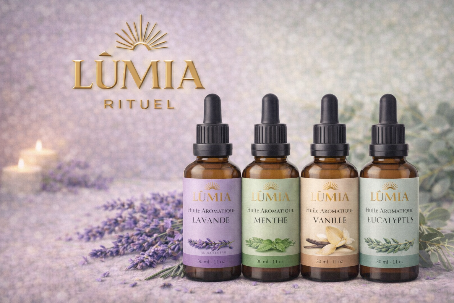 Huile Aromatique PHATOIL™ Multi-Senteurs – Lavande, Menthe, Vanille & Eucalyptus (30 ml)