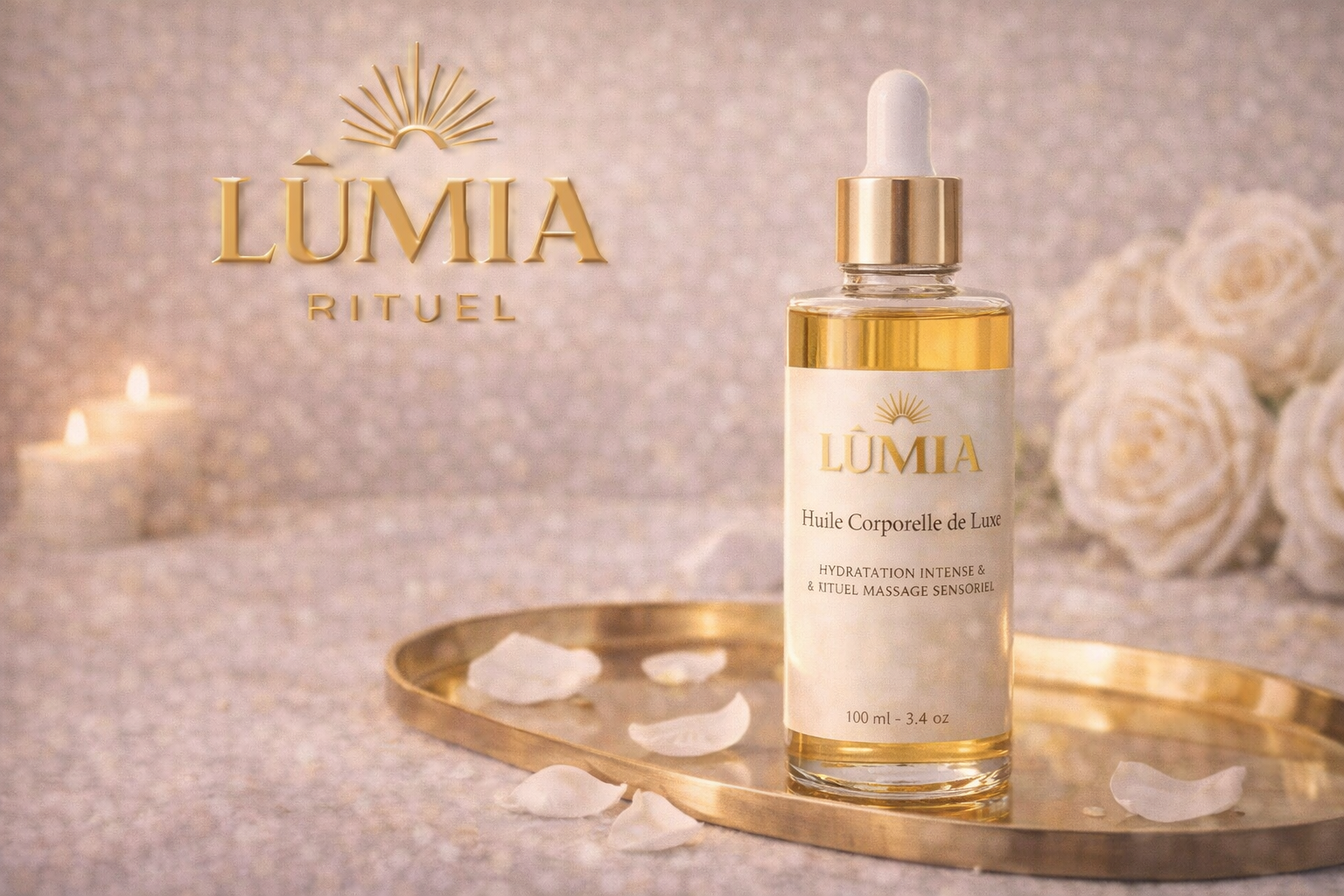Huile Corporelle de Luxe LUMIA™ – Hydratation Intense & Rituel Massage Sensoriel