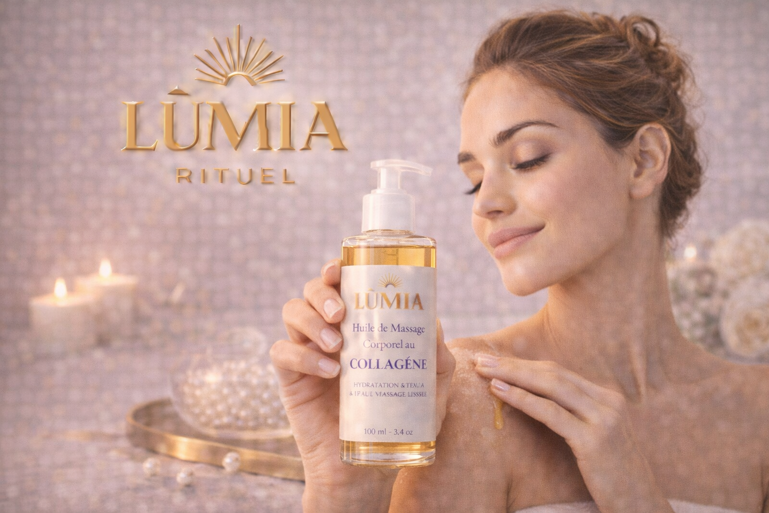 Huile de Massage Corporel au Collagène LUMIA™ – Hydratation & Peau Visiblement Lissée