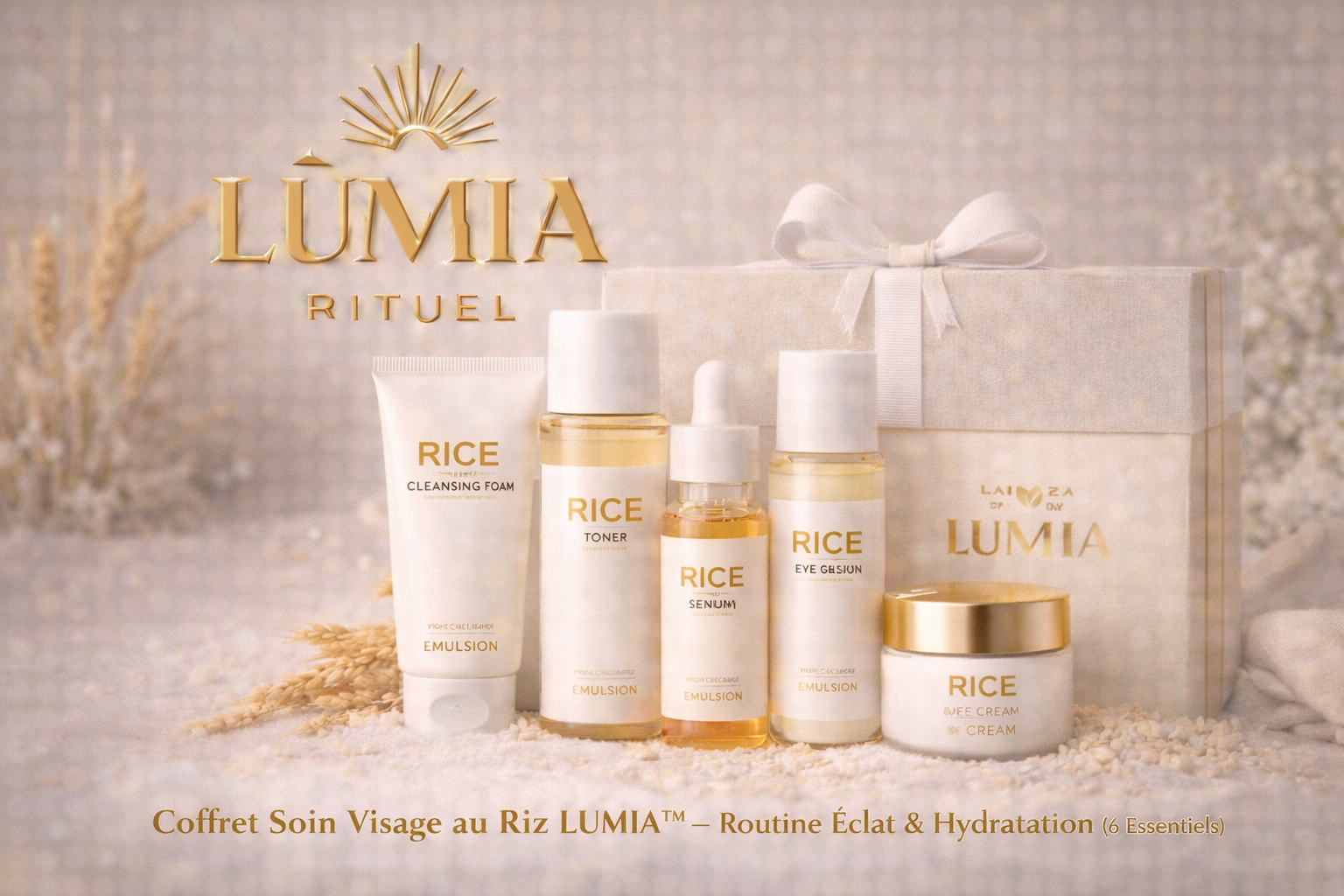 Coffret Soin Visage au Riz LUMIA™ – Routine Éclat & Hydratation (6 Essentiels)