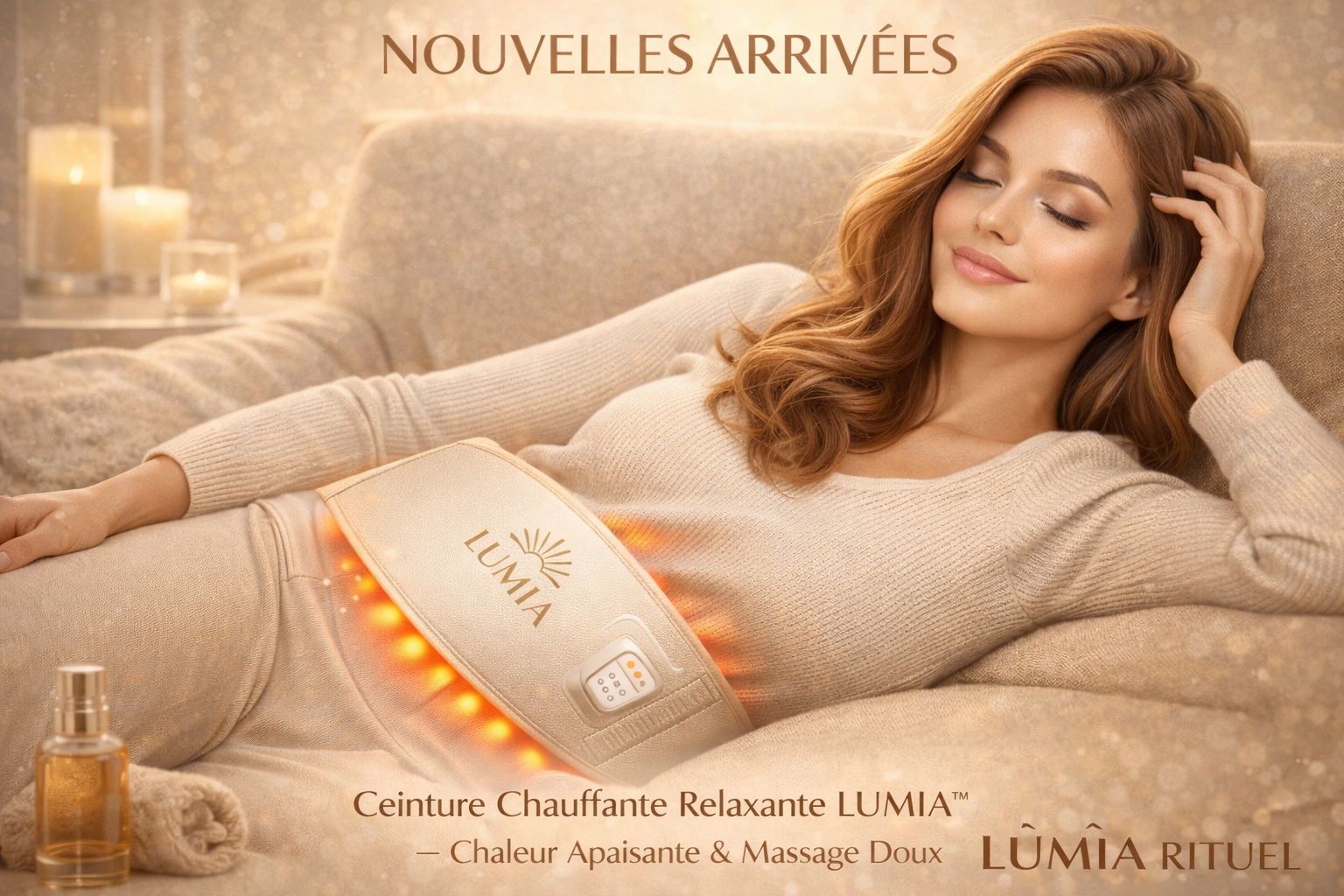 Ceinture Chauffante Relaxante LUMIA™ – Chaleur Apaisante & Massage Doux