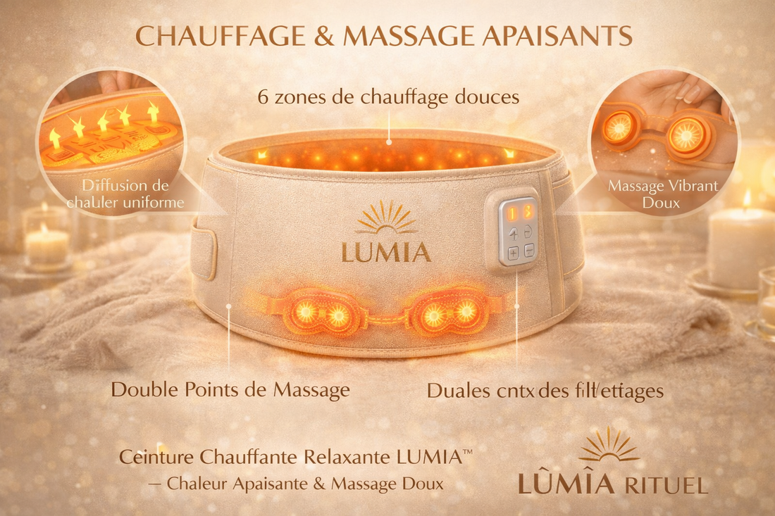Ceinture Chauffante Relaxante LUMIA™ – Chaleur Apaisante & Massage Doux