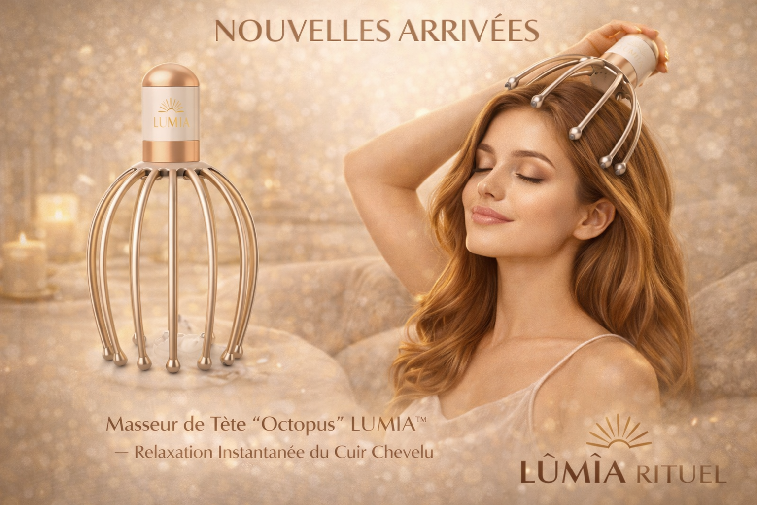 Masseur de Tête “Octopus” LUMIA™ – Relaxation Instantanée du Cuir Chevelu