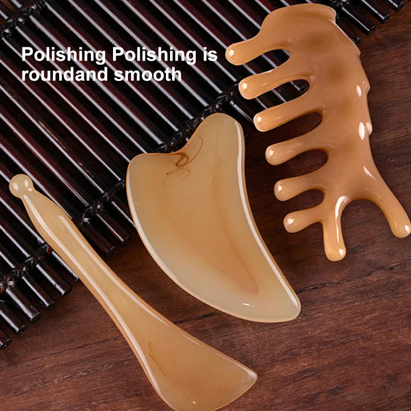 Planche de Massage Gua Sha LUMIA™ – Rituel Spa Visage & Corps en Résine Naturelle