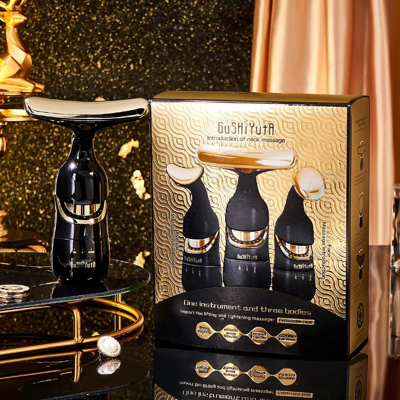 Masseur Visage 3-en-1 Microcourant LUMIA™ – Rituel Beauté Visage, Cou & Regard