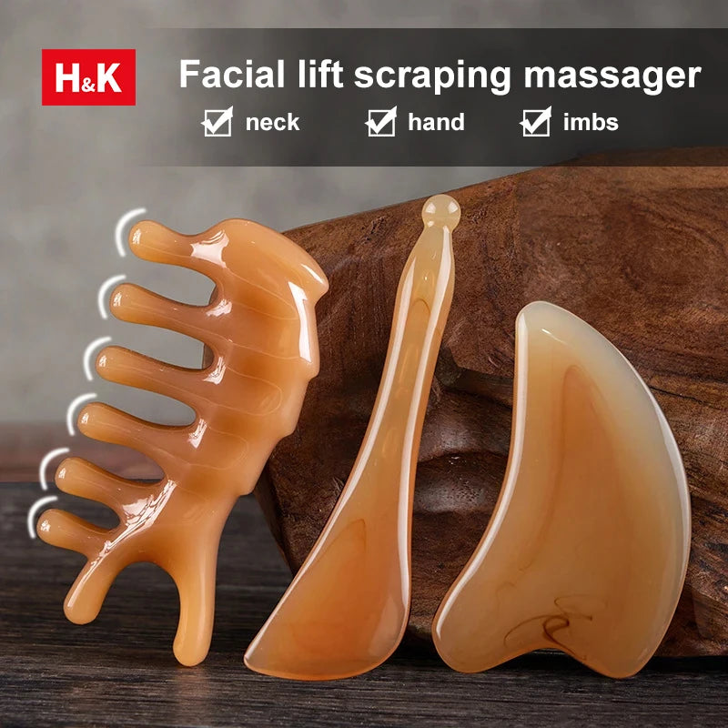 Planche de Massage Gua Sha LUMIA™ – Rituel Spa Visage & Corps en Résine Naturelle