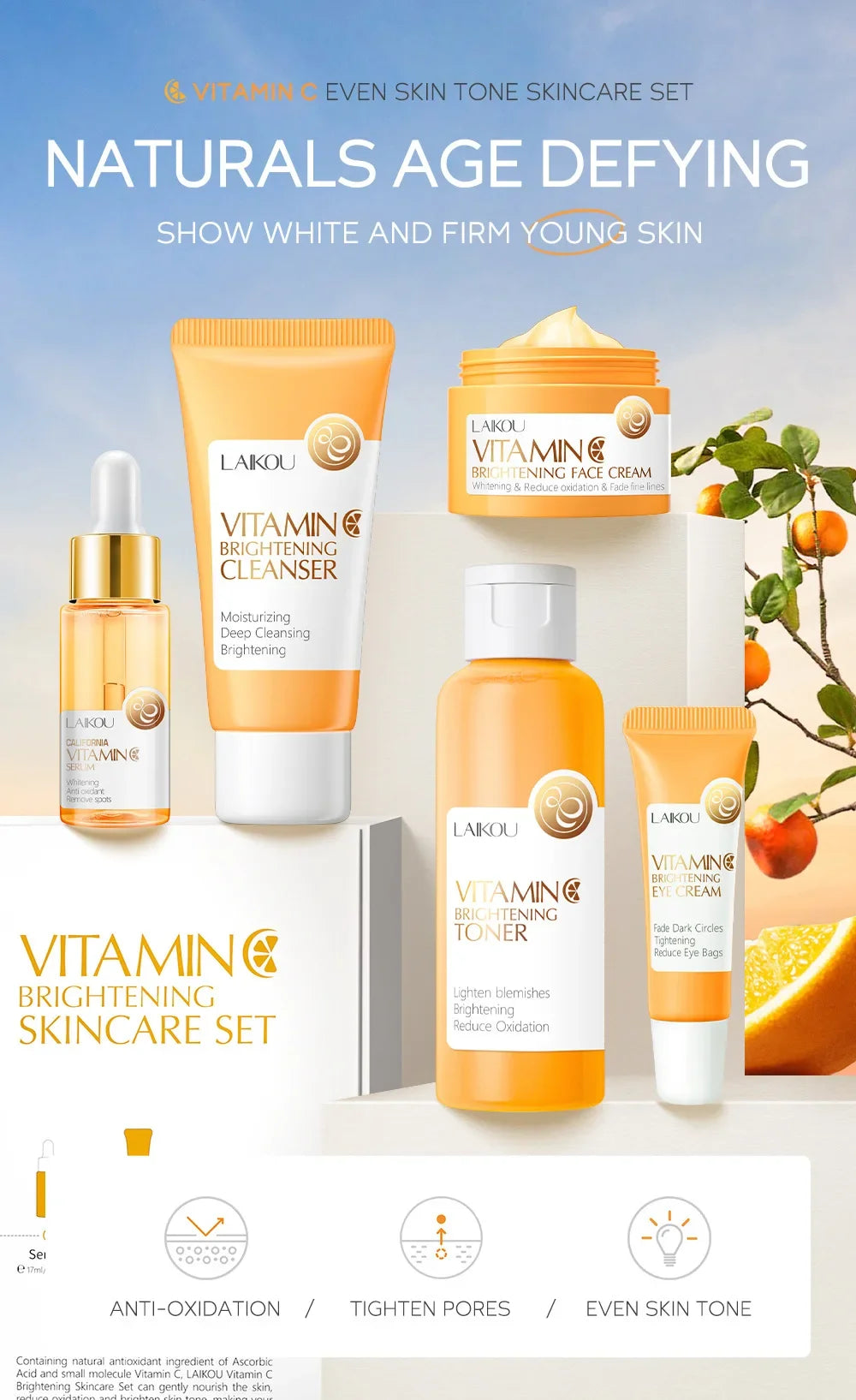 LAIKOU Vitamine C™ – Coffret Soin Visage Hiver Hydratant (5 Essentiels)