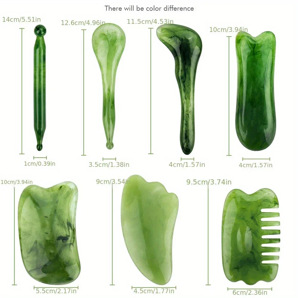 Coffret Guasha Énergétique LUMIA™ – Kit Massage Visage, Cou & Dos (7 Pièces)