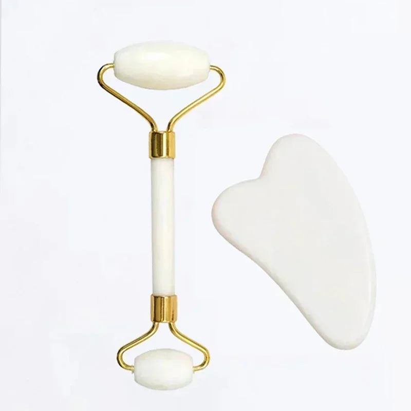 Rouleau de Jade Naturel & Gua Sha LUMIA™ – Rituel Beauté Visage, Cou & Regard