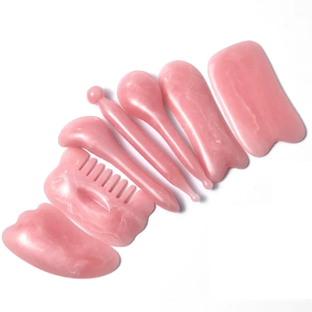 Coffret Guasha Énergétique LUMIA™ – Kit Massage Visage, Cou & Dos (7 Pièces)