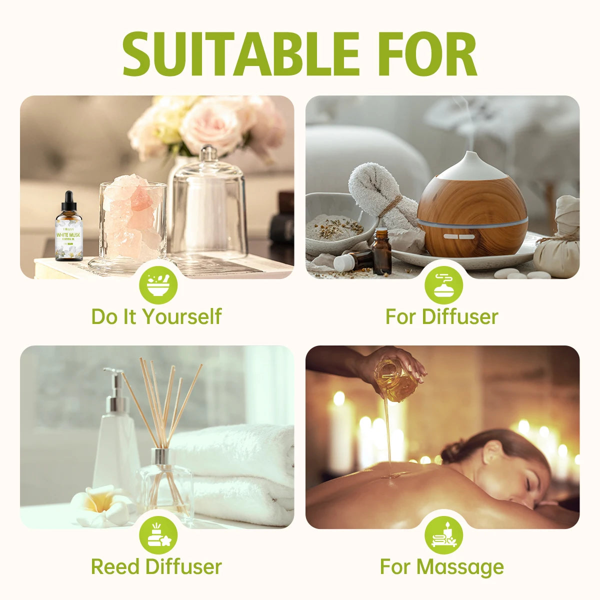 Huile Aromatique Musc Blanc & Vanille Blanche LUMIA™ – Soin Sensoriel & Ambiance Cocooning