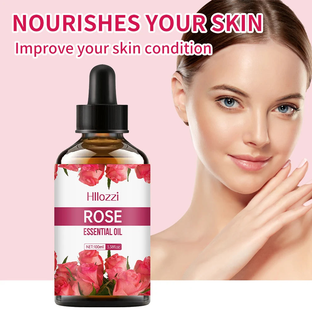 Huile de Massage à la Rose LUMIA™ – Soin Hydratant Visage & Corps, Rituel Douceur
