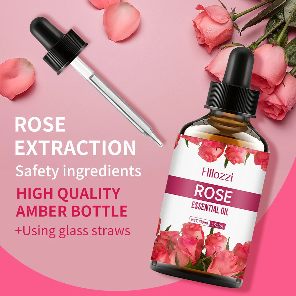 Huile de Massage à la Rose LUMIA™ – Soin Hydratant Visage & Corps, Rituel Douceur