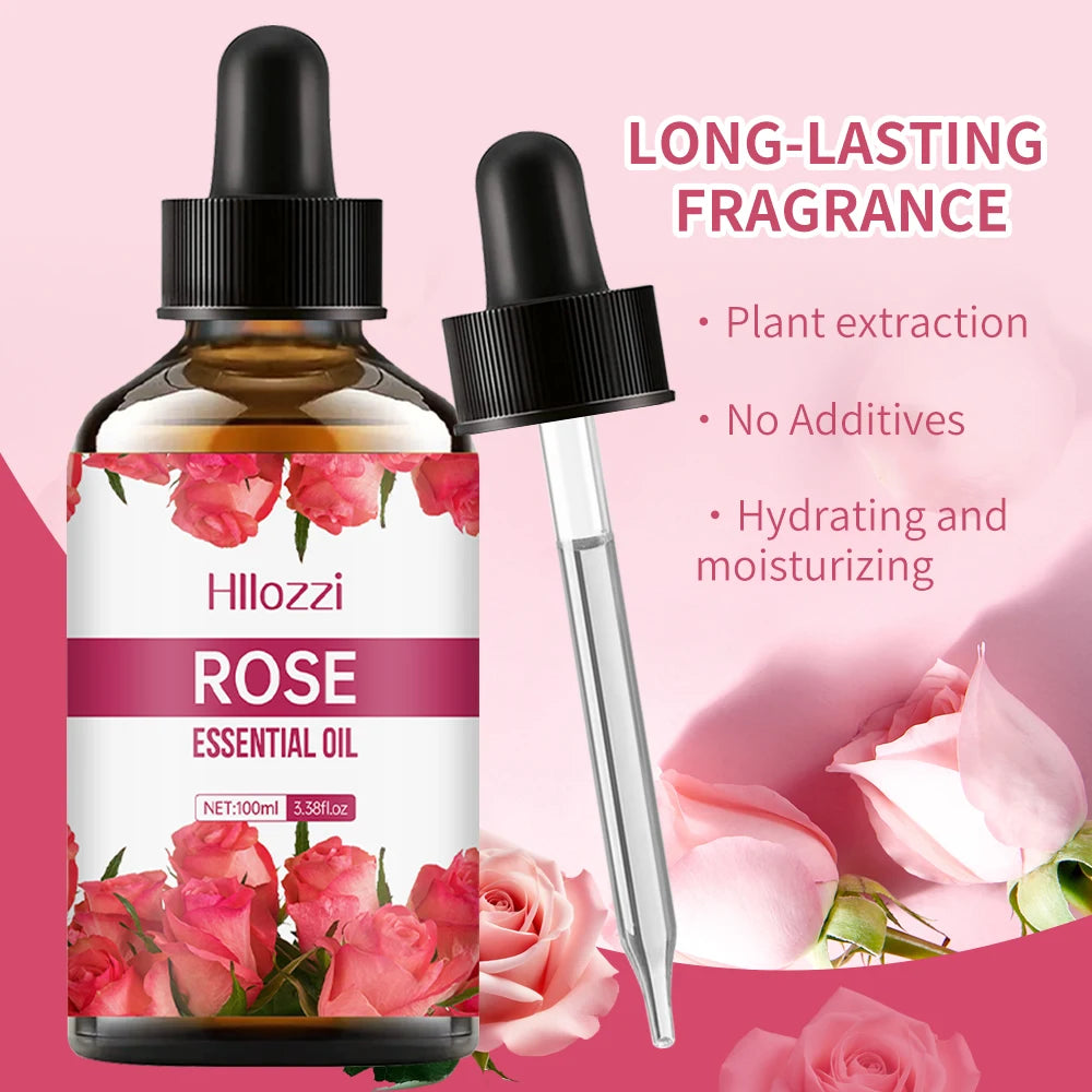 Huile de Massage à la Rose LUMIA™ – Soin Hydratant Visage & Corps, Rituel Douceur